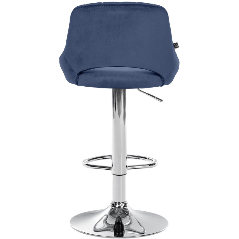 Tabouret de bar réglable pivotant en Velours Bleu Métal Argenté Kelran - 5