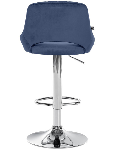 Tabouret de bar réglable pivotant en Velours Bleu Métal Argenté Kelran - 5