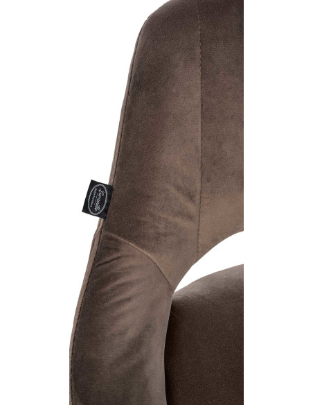 Tabouret de bar réglable pivotant en Velours Marron Métal Argenté Kelran - 2