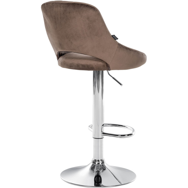 Tabouret de bar réglable pivotant en Velours Marron Métal Argenté Kelran - 4