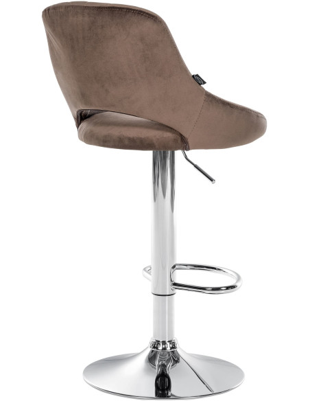 Tabouret de bar réglable pivotant en Velours Marron Métal Argenté Kelran - 4