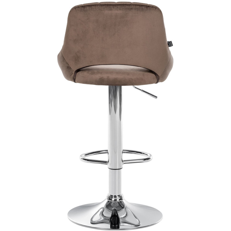 Tabouret de bar réglable pivotant en Velours Marron Métal Argenté Kelran - 5