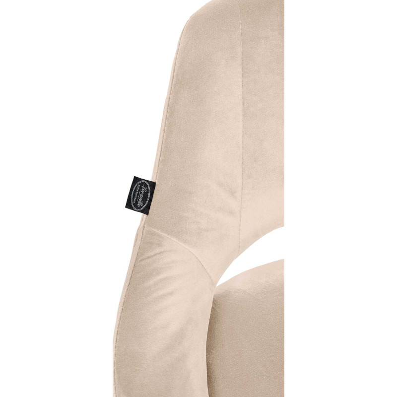 Tabouret de bar réglable pivotant en Velours Blanc crème Métal Argenté Kelran - 2