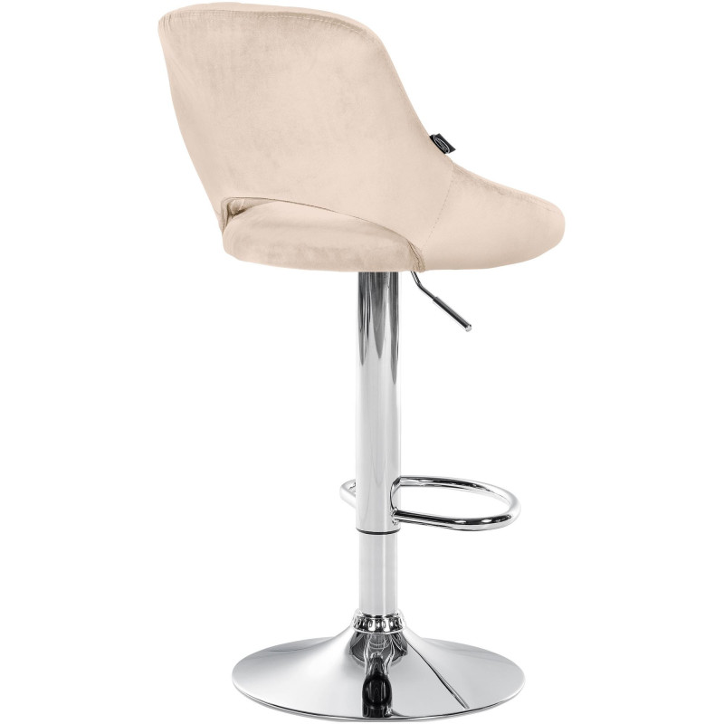 Tabouret de bar réglable pivotant en Velours Blanc crème Métal Argenté Kelran - 4