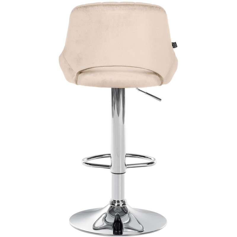 Tabouret de bar réglable pivotant en Velours Blanc crème Métal Argenté Kelran - 5