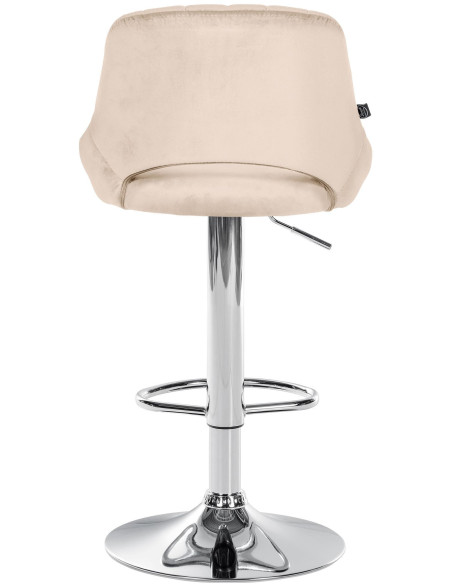 Tabouret de bar réglable pivotant en Velours Blanc crème Métal Argenté Kelran - 5