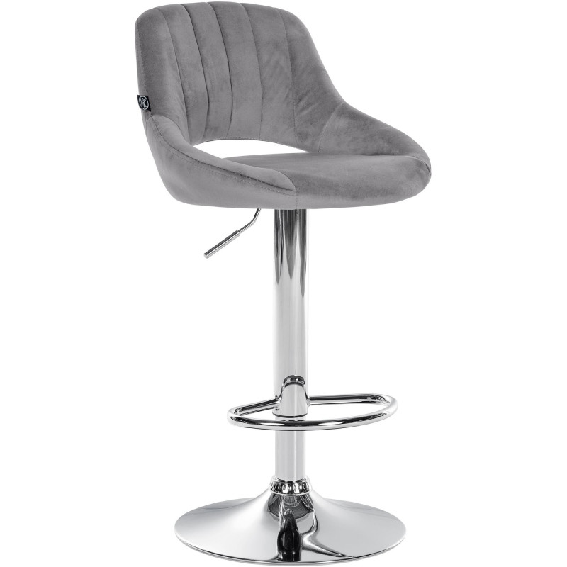 Tabouret de bar réglable pivotant en Velours Gris foncé Métal Argenté Kelran - 1
