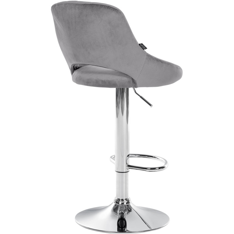 Tabouret de bar réglable pivotant en Velours Gris foncé Métal Argenté Kelran - 4