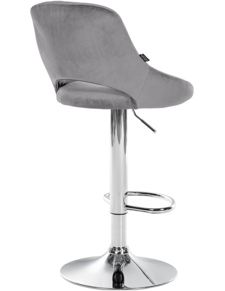 Tabouret de bar réglable pivotant en Velours Gris foncé Métal Argenté Kelran - 4