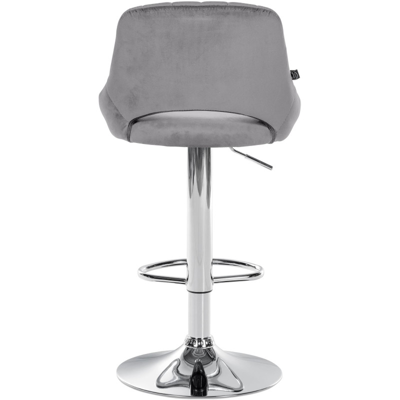 Tabouret de bar réglable pivotant en Velours Gris foncé Métal Argenté Kelran - 5