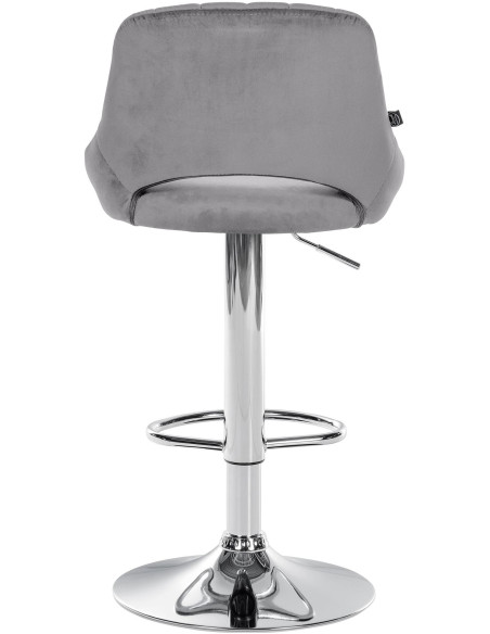 Tabouret de bar réglable pivotant en Velours Gris foncé Métal Argenté Kelran - 5