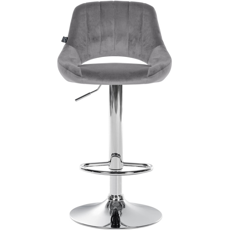 Tabouret de bar réglable pivotant en Velours Gris foncé Métal Argenté Kelran - 6