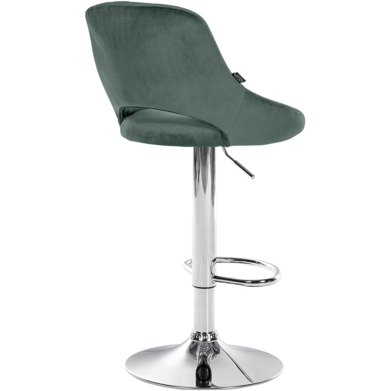 Tabouret de bar réglable pivotant en Velours Vert Métal Argenté Kelran - 4