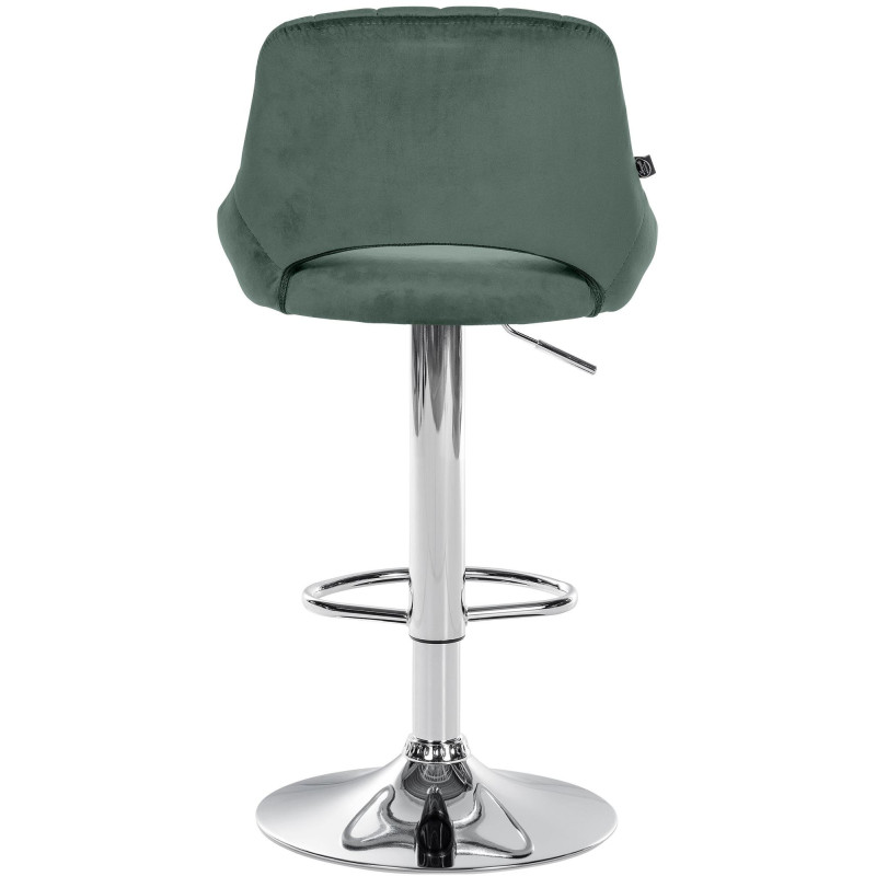 Tabouret de bar réglable pivotant en Velours Vert Métal Argenté Kelran - 5
