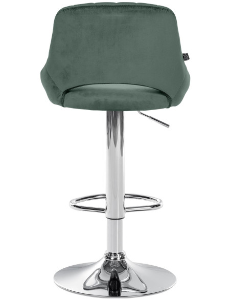 Tabouret de bar réglable pivotant en Velours Vert Métal Argenté Kelran - 5