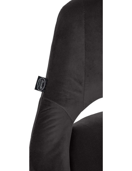 Tabouret de bar réglable pivotant en Velours Noir Métal Argenté Kelran - 2