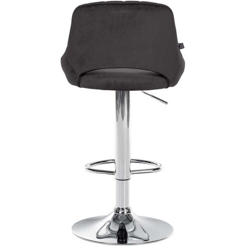 Tabouret de bar réglable pivotant en Velours Noir Métal Argenté Kelran - 5