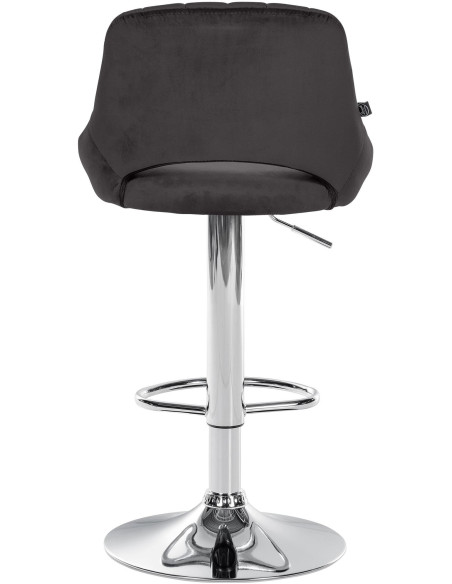 Tabouret de bar réglable pivotant en Velours Noir Métal Argenté Kelran - 5