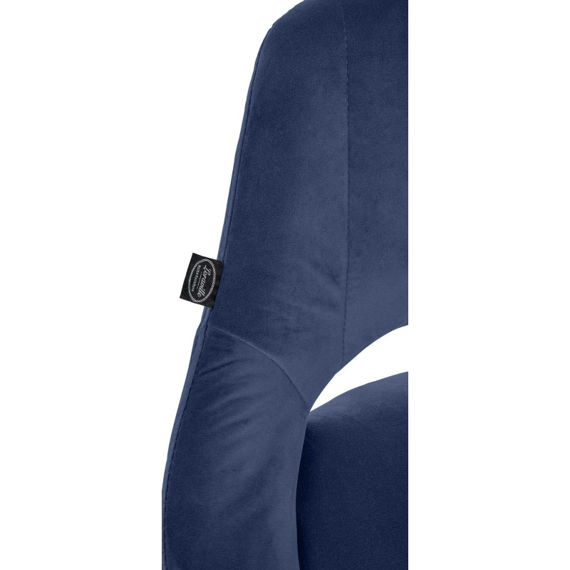 Tabouret de bar réglable pivotant en Velours Bleu Métal Noir Kelran - 2