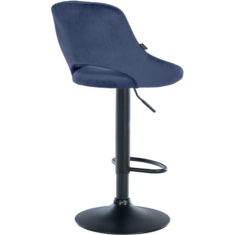Tabouret de bar réglable pivotant en Velours Bleu Métal Noir Kelran - 4
