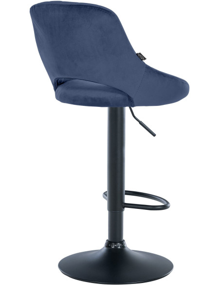 Tabouret de bar réglable pivotant en Velours Bleu Métal Noir Kelran - 4