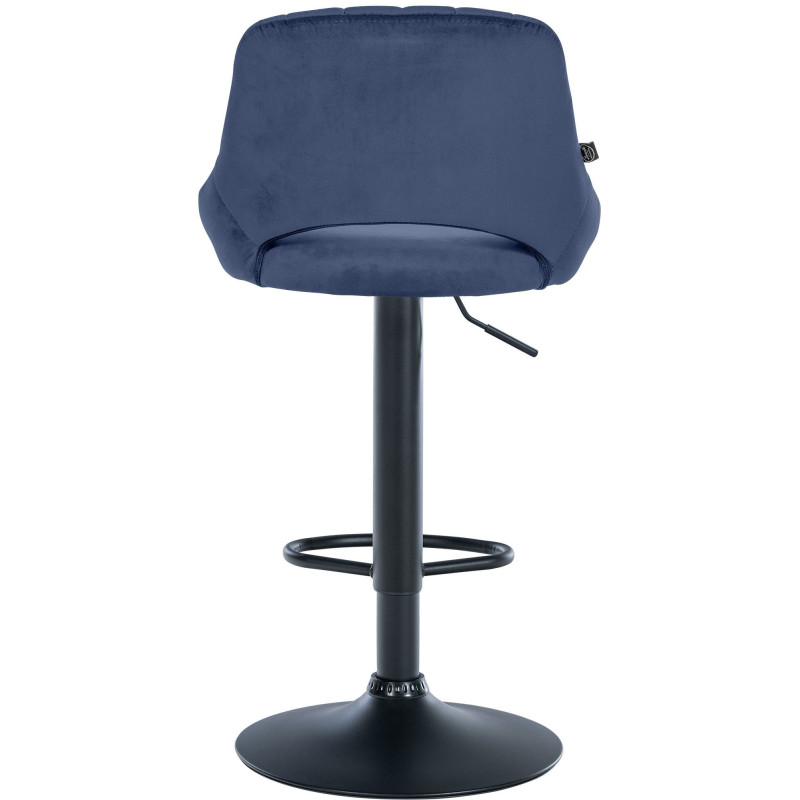 Tabouret de bar réglable pivotant en Velours Bleu Métal Noir Kelran - 5