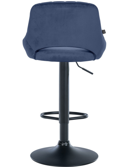 Tabouret de bar réglable pivotant en Velours Bleu Métal Noir Kelran - 5