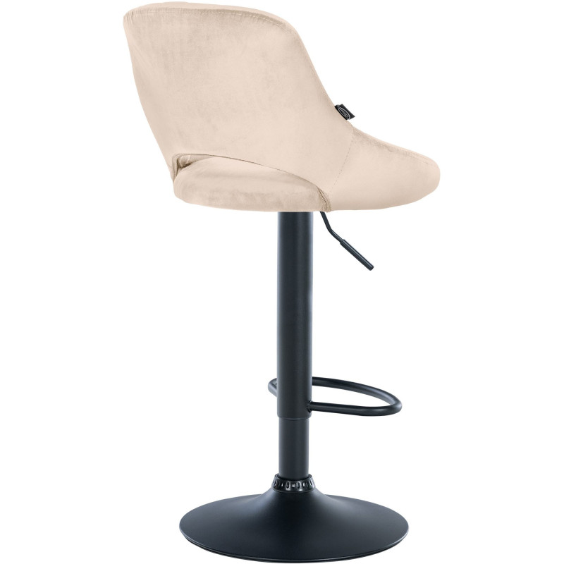 Tabouret de bar réglable pivotant en Velours Blanc crème Métal Noir Kelran - 4