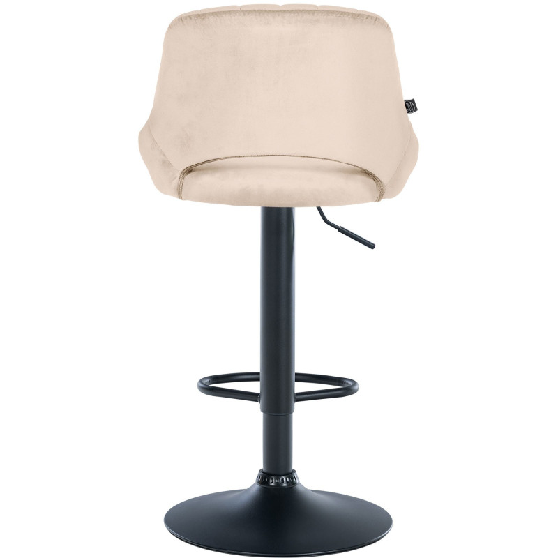 Tabouret de bar réglable pivotant en Velours Blanc crème Métal Noir Kelran - 5