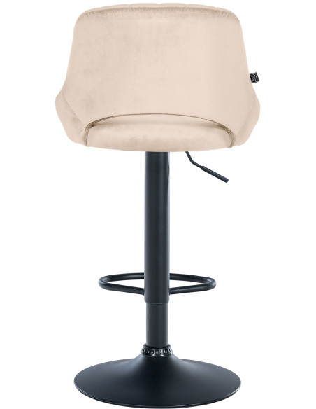 Tabouret de bar réglable pivotant en Velours Blanc crème Métal Noir Kelran - 5