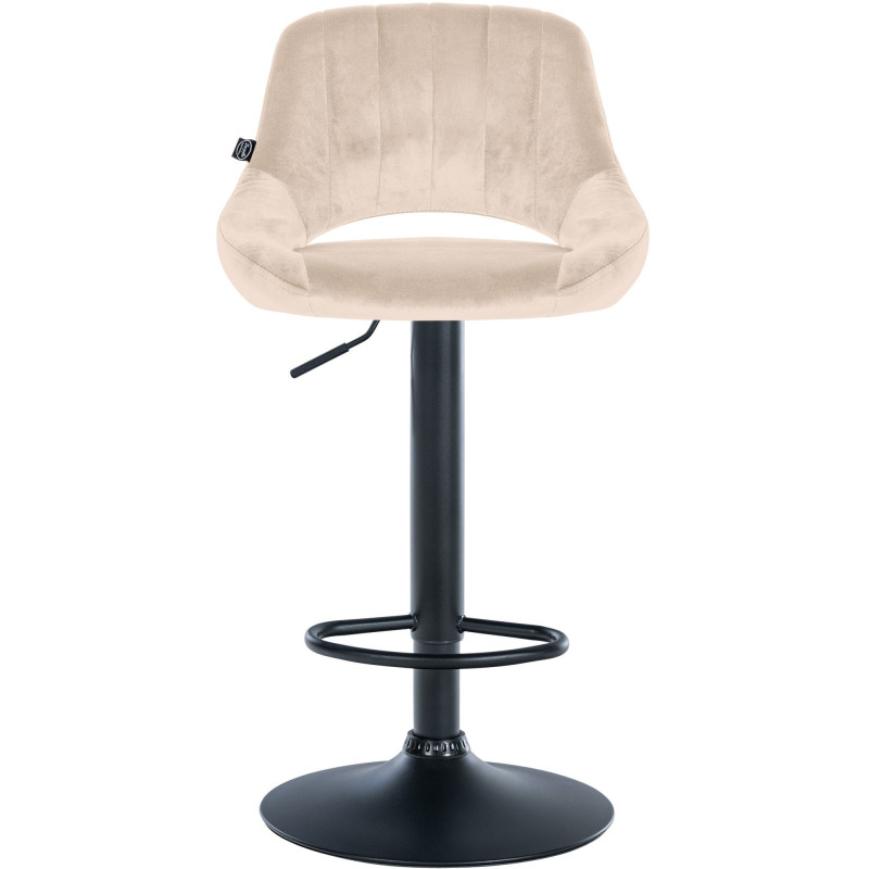 Tabouret de bar réglable pivotant en Velours Blanc crème Métal Noir Kelran - 6