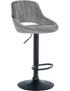 Tabouret de bar réglable pivotant en Velours Gris foncé Métal Noir Kelran - 1