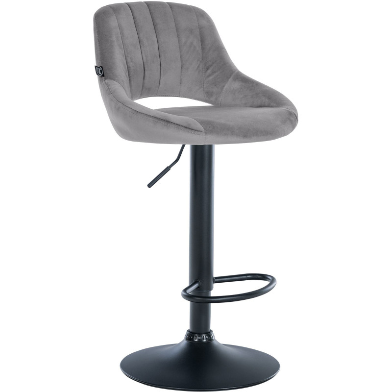 Tabouret de bar réglable pivotant en Velours Gris foncé Métal Noir Kelran - 1