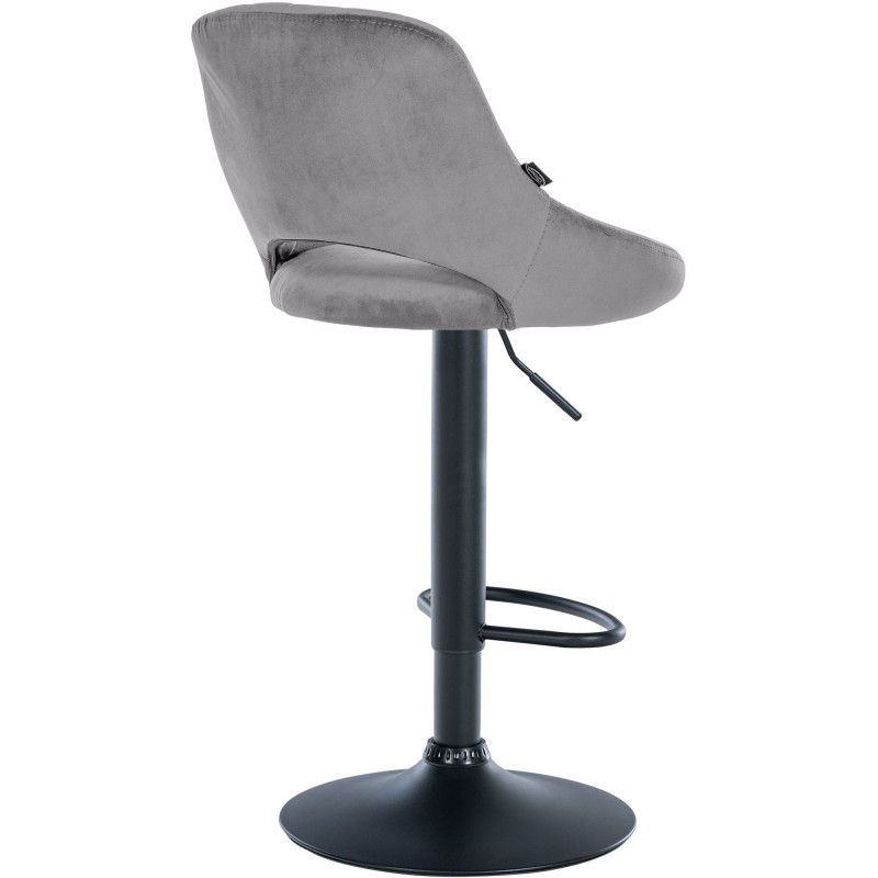 Tabouret de bar réglable pivotant en Velours Gris foncé Métal Noir Kelran - 4