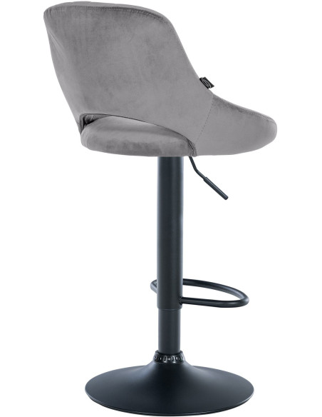 Tabouret de bar réglable pivotant en Velours Gris foncé Métal Noir Kelran - 4