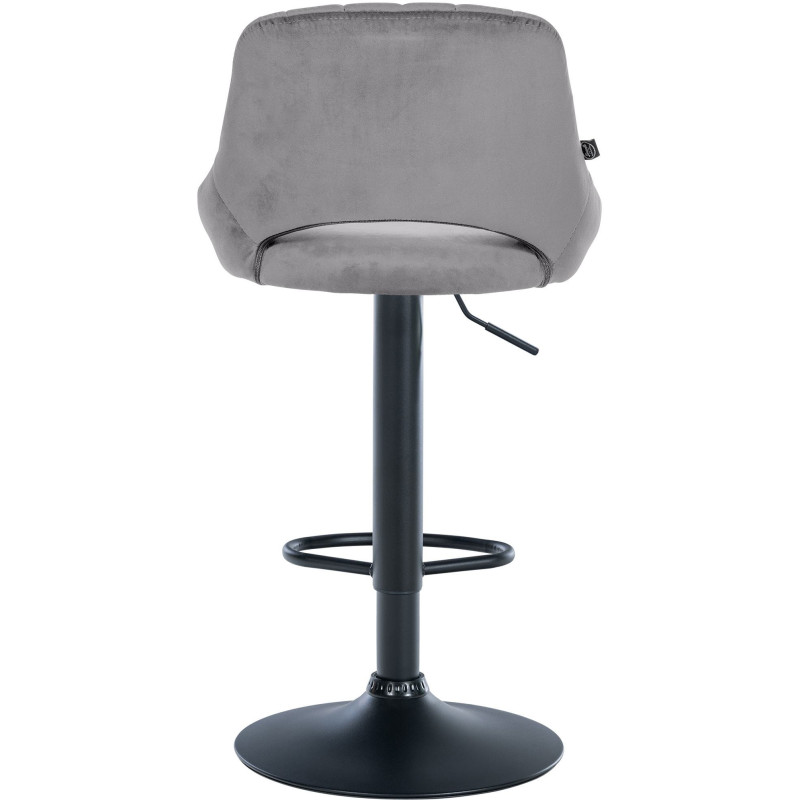 Tabouret de bar réglable pivotant en Velours Gris foncé Métal Noir Kelran - 5