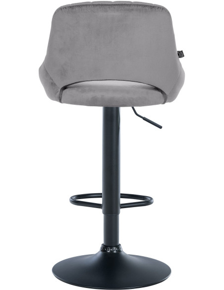 Tabouret de bar réglable pivotant en Velours Gris foncé Métal Noir Kelran - 5