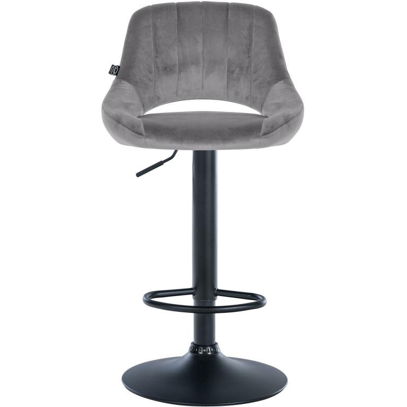 Tabouret de bar réglable pivotant en Velours Gris foncé Métal Noir Kelran - 6