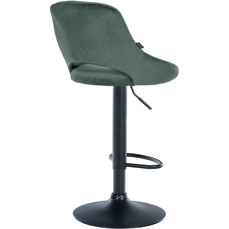 Tabouret de bar réglable pivotant en Velours Vert Métal Noir Kelran - 4