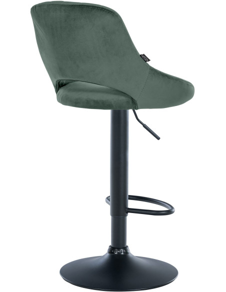 Tabouret de bar réglable pivotant en Velours Vert Métal Noir Kelran - 4