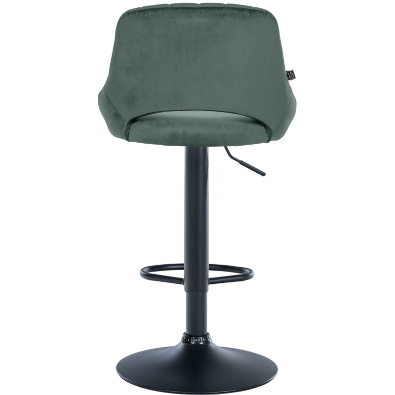 Tabouret de bar réglable pivotant en Velours Vert Métal Noir Kelran - 5