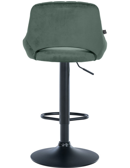 Tabouret de bar réglable pivotant en Velours Vert Métal Noir Kelran - 5
