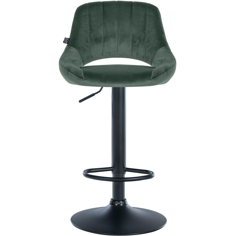 Tabouret de bar réglable pivotant en Velours Vert Métal Noir Kelran - 6