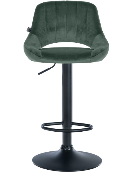 Tabouret de bar réglable pivotant en Velours Vert Métal Noir Kelran - 6