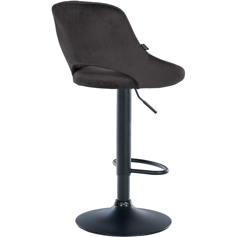 Tabouret de bar réglable pivotant en Velours Noir Métal Noir Kelran - 4