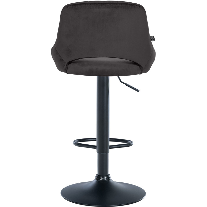 Tabouret de bar réglable pivotant en Velours Noir Métal Noir Kelran - 5