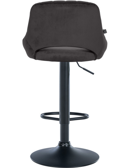 Tabouret de bar réglable pivotant en Velours Noir Métal Noir Kelran - 5