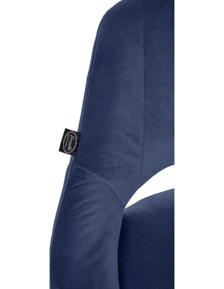 Tabouret de bar réglable pivotant en Velours Bleu Métal Blanc Kelran - 2