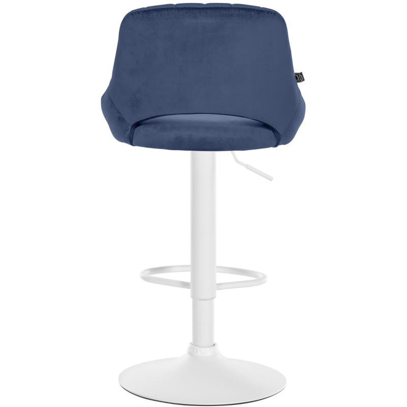 Tabouret de bar réglable pivotant en Velours Bleu Métal Blanc Kelran - 5