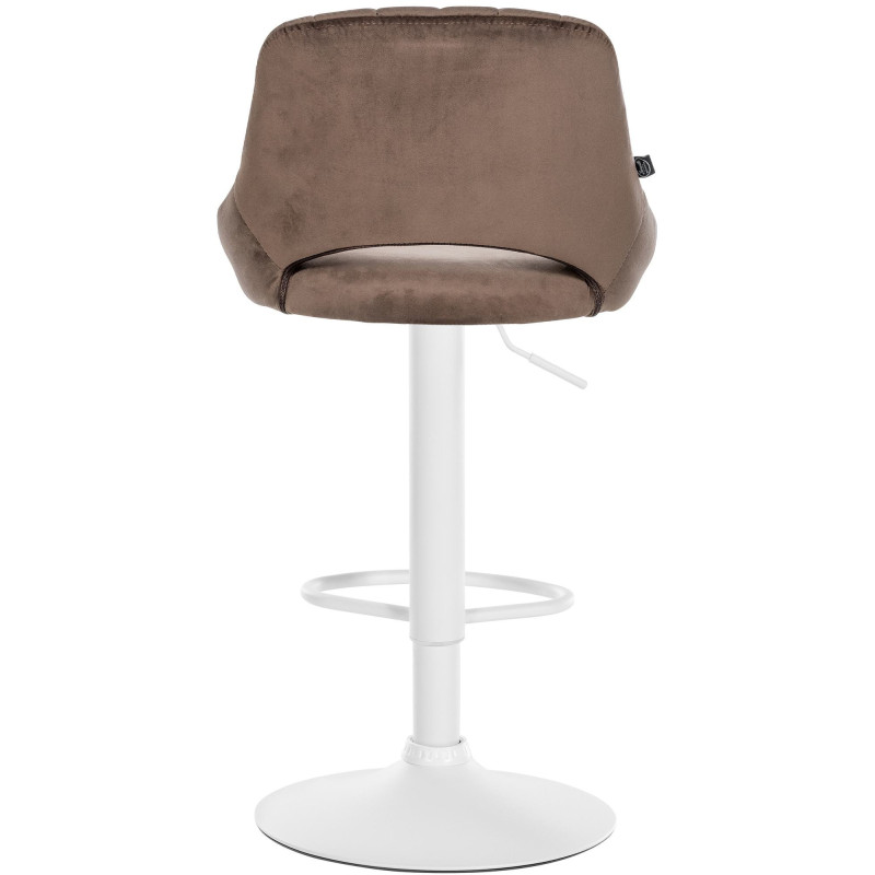 Tabouret de bar réglable pivotant en Velours Marron Métal Blanc Kelran - 5